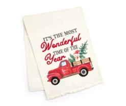 Santa's Workshop "Most Wonderful Time" White & Red Table Runner