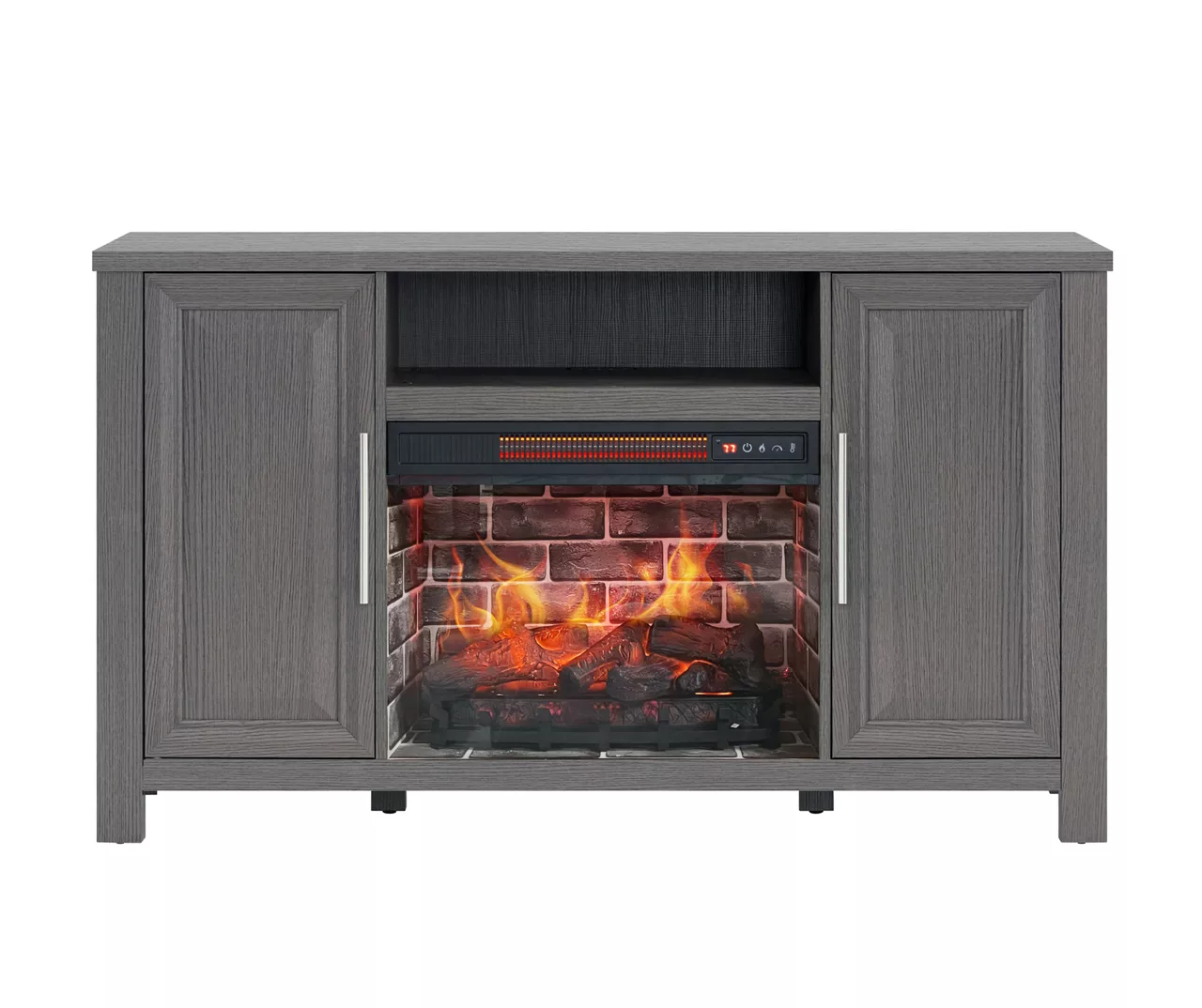 54" Gray Electric Fireplace Console 1 54" Gray Electric Fireplace Console