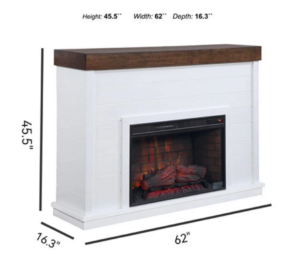 62" White Shiplap Grand Electric Fireplace 8 62" White Shiplap Grand Electric Fireplace - Image 8