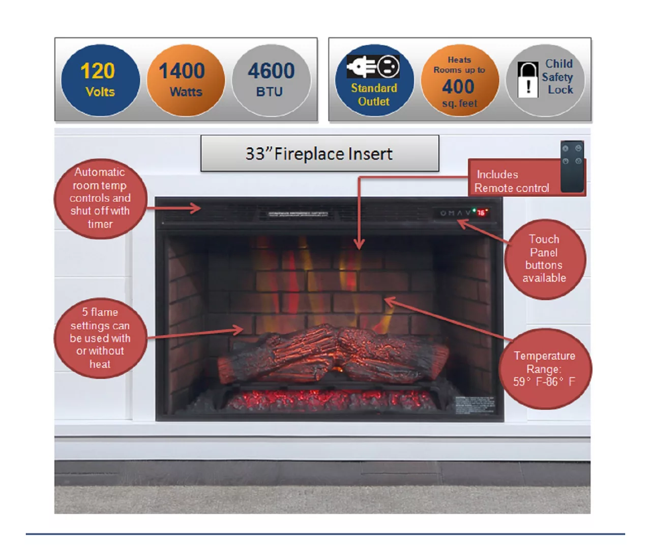 62" White Shiplap Grand Electric Fireplace 7 62" White Shiplap Grand Electric Fireplace - Image 7