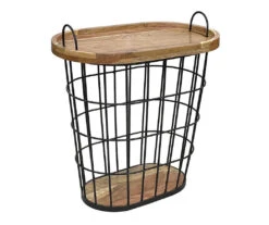 Metal Storage Table With Acacia Lid -Home Sale Store 810617764 A0 3