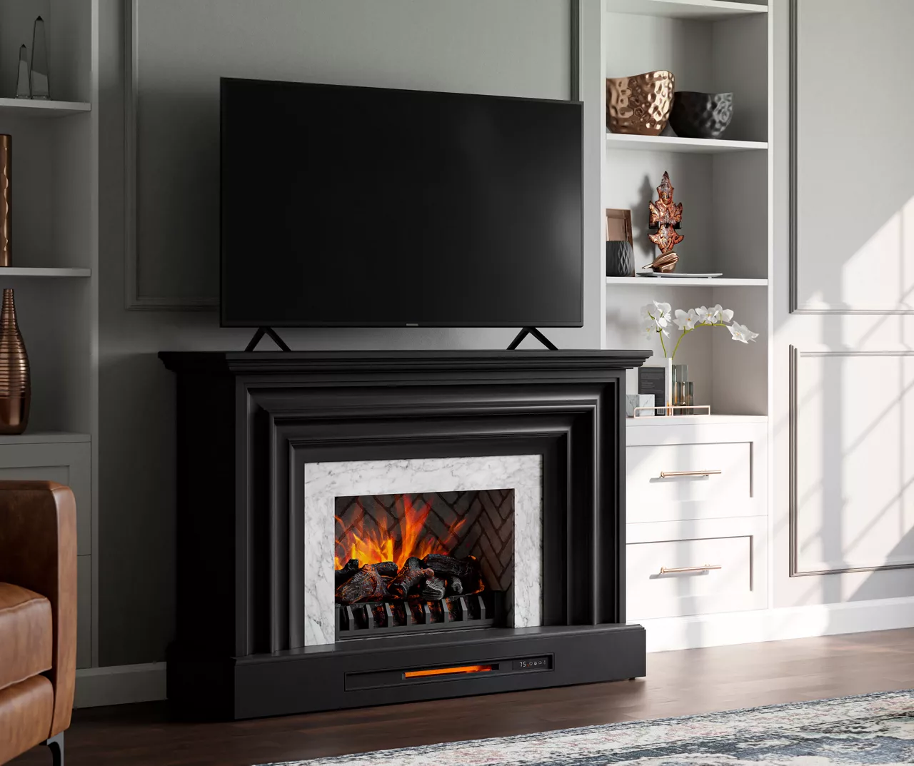 53.5" Black Petite Grand Electric Fireplace Console 4 53.5" Black Petite Grand Electric Fireplace Console - Image 4