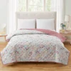 Mauve & Blue Floral Microfiber Quilt