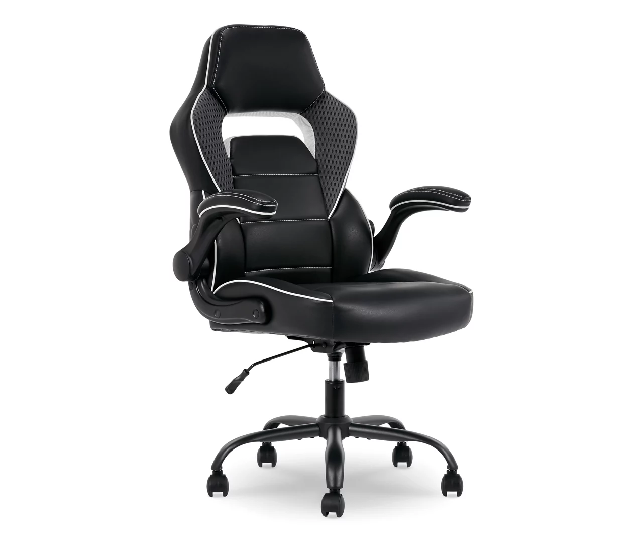 White & Black Faux Leather Gaming Chair 1 White & Black Faux Leather Gaming Chair