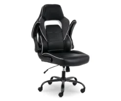 White & Black Faux Leather Gaming Chair 19 White & Black Faux Leather Gaming Chair -Home Sale Store 810618952 A0 9