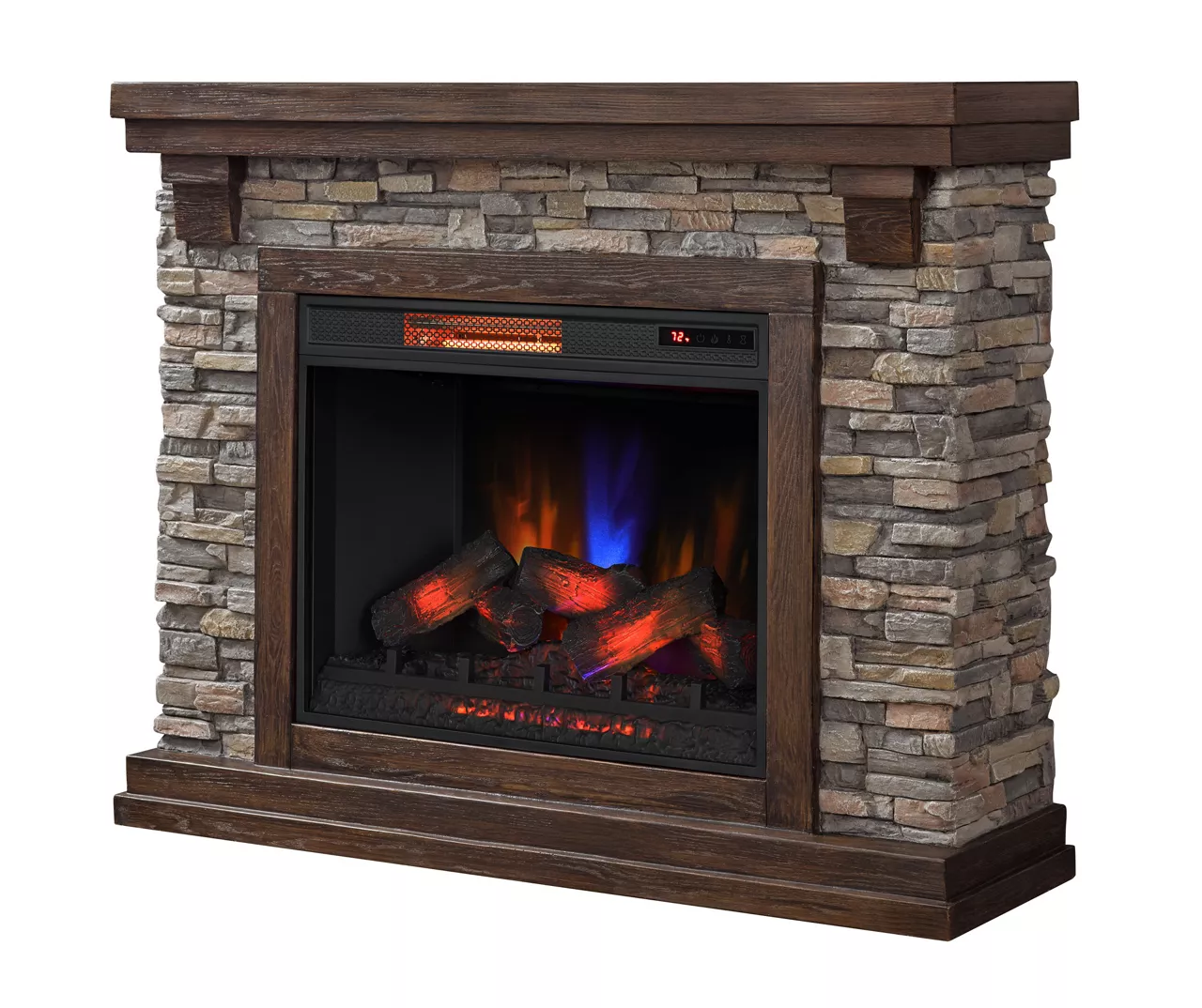 50" Madison Pine & Faux Stone Electric Fireplace 4 50" Madison Pine & Faux Stone Electric Fireplace - Image 4
