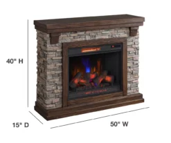 50" Madison Pine & Faux Stone Electric Fireplace 11 50" Madison Pine & Faux Stone Electric Fireplace -Home Sale Store 810620258 A6