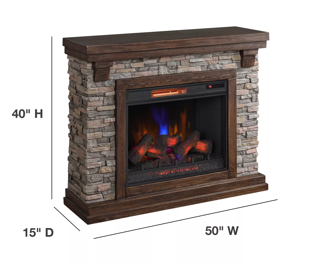 50" Madison Pine & Faux Stone Electric Fireplace 6 50" Madison Pine & Faux Stone Electric Fireplace - Image 6