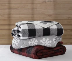 Black & Red Buffalo Check Plush Full/Queen 3-Piece Quilt Set -Home Sale Store 810625032 F0 3