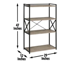Corday Gray Wood 4-Shelf Open Bookcase -Home Sale Store 810680821 A7