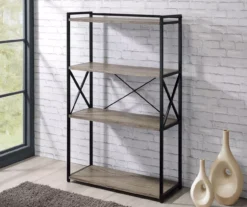 Corday Gray Wood 4-Shelf Open Bookcase -Home Sale Store 810680821 B0 2