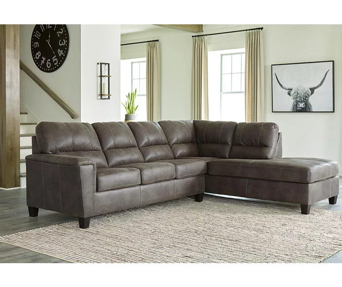 Signature Design By Ashley Navi Smoke Faux Leather Sleeper Sectional With Right-Facing Chaise 2 Signature Design By Ashley Navi Smoke Faux Leather Sleeper Sectional With Right-Facing Chaise - Image 2