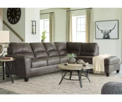 Signature Design By Ashley Navi Smoke Faux Leather Sleeper Sectional With Right-Facing Chaise 7 Signature Design By Ashley Navi Smoke Faux Leather Sleeper Sectional With Right-Facing Chaise -Home Sale Store combo760013 3
