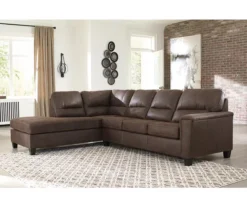 Signature Design By Ashley Navi Chestnut Faux Leather Sleeper Sectional With Left-Facing Chaise -Home Sale Store combo760016 2